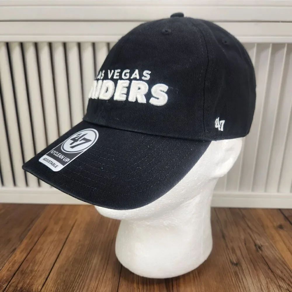 Las Vegas Raiders Hat Cap Strap Back Black '47 Brand Mens NFL Football Sport Fan